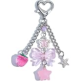 Shimmeroo Y2K Strawberry Keychain Cute Kawaii Charms - Pink Alloy Resin Decoration for Women Bag Purse Accessories