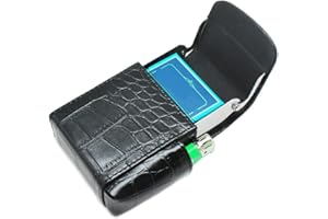 Boshiho PU Leather Cigarette Case with Lighter Holder Tobacco Pouch Best Gift for Men Women (Black)