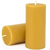 Natural Beeswax Candles Pillar, 2 Packs, 70 Hours Burn Time, 100% Pure Beeswax Candles for Home Deco, Smokeless & Dripless Bees Wax Candle for Relax, Prayer, Air Purification, 2x4 inch