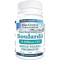 Saccharomyces Boulardii Probiotic. 10 Billion CFU of S Boulardii. 60-Day Supply. Shelf-Stable, Vegan (60 Capsules)