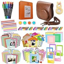 Xpix Accessory Kit for Fujifilm Instax Mini 8, 8+ & 9 includes, (Brown) Case, Album, selfie mirror, colored close up Lenses, 40 film frames, 12 color markers & Complete Bundle