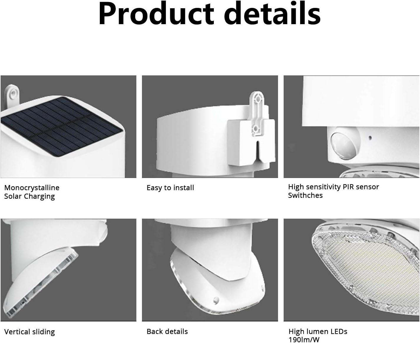 OPASOLAR 2000LM Solar Powered Wall Outdoor led Lights,Family Security,PIR Wireless Motion Sensor with 120 Wide Angle - Image 5