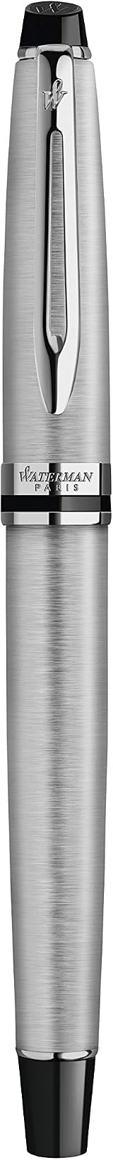 Waterman Expert Fountain Pen Stainless Steel Chrome Trim Medium Nib Gift Box view 5