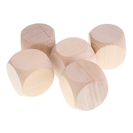 Gazechimp 5er-Set 60mm Leerer Holzwürfel D6 Sechsseitig, Diy Blanko Würfel