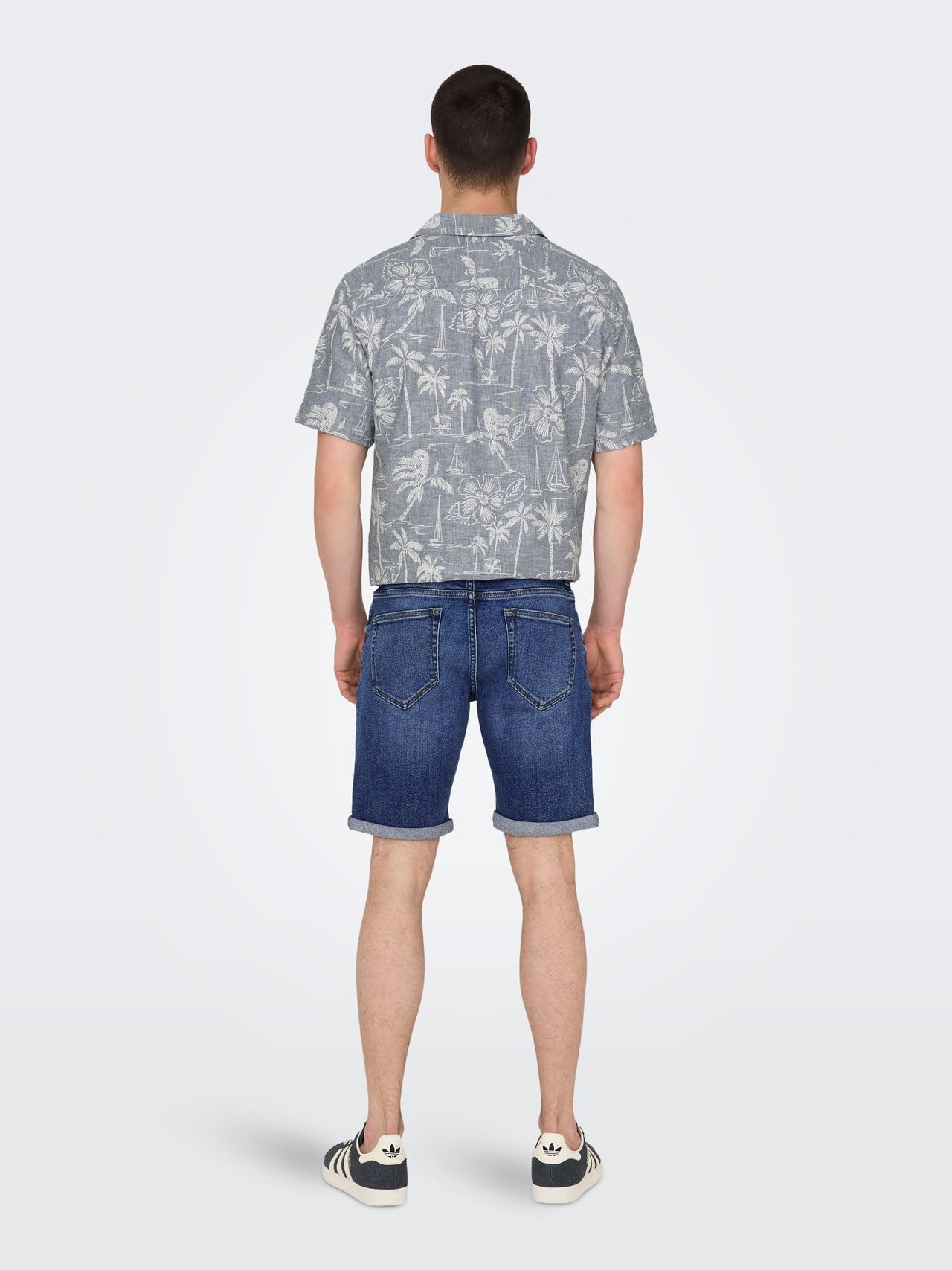 ONLY & SONS Herren Jeans Shorts ONSPly Denim Bermuda mit Aufschlag 22028773 Dark Blue Denim L 2