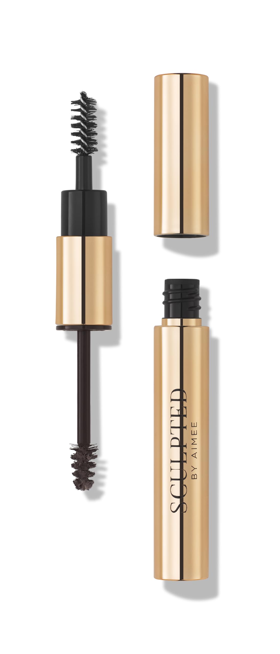 EasyBrow Black Brown from Sculpted by Aimee - Travel-Friendly, Double-Ended, Vegan 2-in-1 Tinted Fibre or Clear Eyebrow Gel with Spoolie