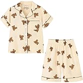 ACESTAR Toddler Girls Boys Pajamas Set Summer 2 Pcs Pjs Set - Kids Short Sleeve Button Down Sleepwear (3T-7 Years)