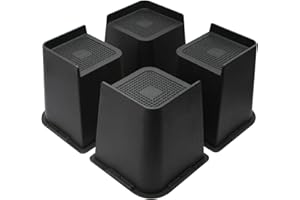 MXMZHXU Bed Risers 2 inch, 3 inch, 4 inch, 6 inch or 8 inch Heavy Duty Furniture Risers, Up to 6000 Lbs L Shaped Design Bed Lifts Blocks for Couch Desk Sofa Table (Black, 6 Inch 4 Pack)