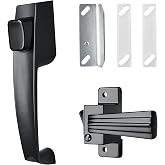 MOSECYOU Screen and Storm Door Push Button Latch Handle Set with Night Lock | Metal Construction with Tie Down, Fits Mounting Holes with 1-3/4" Spacing, For Outswing Doors