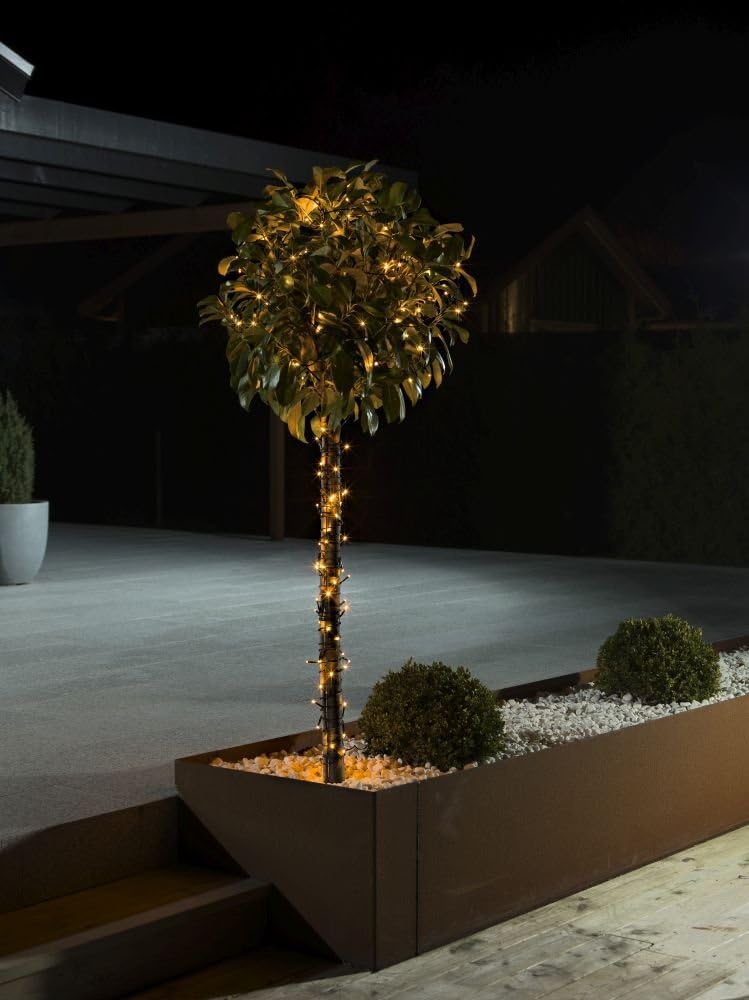 Konstsmide Micro LED Christmas Tree Lights with FireFly Effect / Outdoor or Indoor (IP20) / 24V Transformer / 240 Amber Diodes (120 Twinkling) / Black Cable String Lights - Image 4