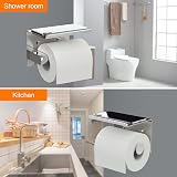 Ibergrif Chrome Toilet Roll Holder with Shelf, Self-Adhesive, Stainless Steel view 5