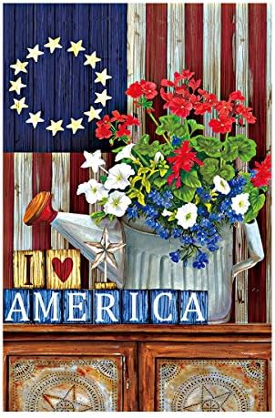 Show Your Pride Garden Flag Happy 4Th July I Love American American Patriot Outdoors Flags Of Double Sided Waterproof And Fade Resistant Printed banners 12.5 X 18 Inch 100% Polyester