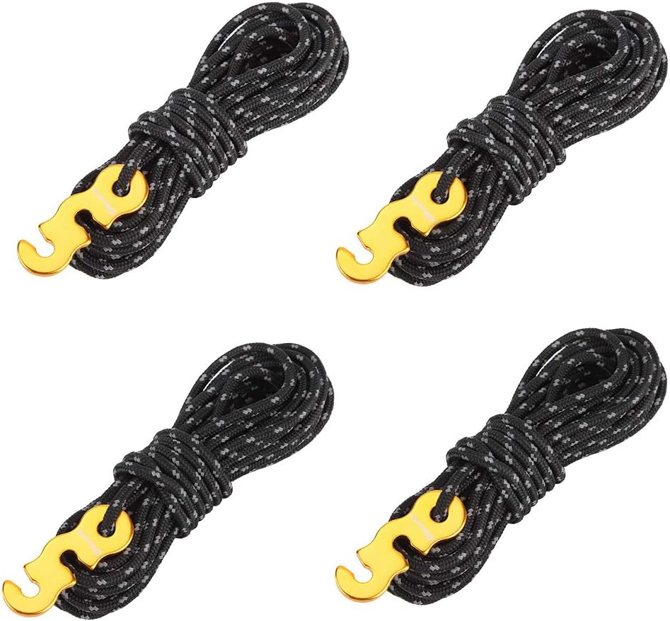 Azarxis Reflective Tent Guyline Rope – 4m (13ft) High-Strength Cord With Aluminum Adjuster – For Tarp, Hammock, Camping, Backpacking (2mm Diameter)