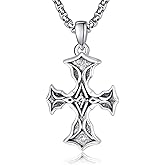 F4DEDAN 925 Sterling Silver Cross Necklace for Men and Women Christian Religious Gifts