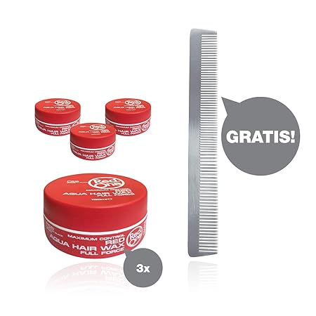 RedOne Red Aqua Wax Full Force 3 x150ml + HairForce Alu. Ondulierkamm gratis
