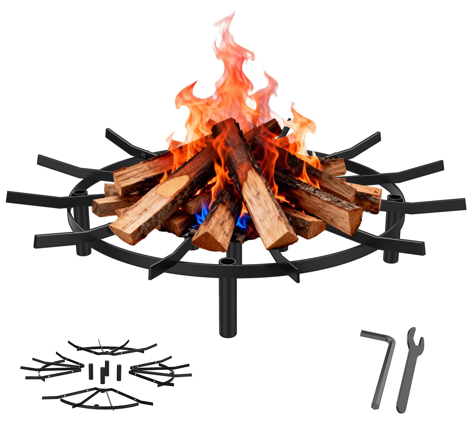 Photo 1 of 21" Fire Pit Grate & Fireplace Grate, Heavy Duty Heat Resistant Campfire Grill for Campfires and Outdoor fire pits(Black)