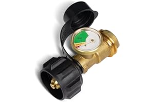 GASPRO Propane Tank Gauge, Propane Level Indicator for 5-20LB Tanks, Perfect for RV Camper, Propane Heater, Fire Pit, Gas Grill and More, QCC1/Type 1 Connection