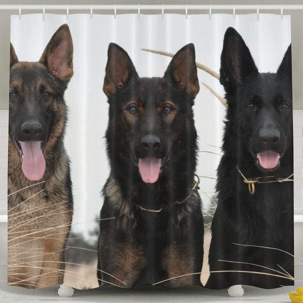 Amazon Com 2018 Mats Shower Curtain Black German Shepherd Puppies