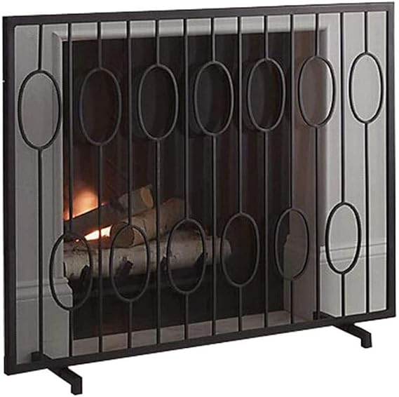 oupai Pantalla Chimenea Pantalla de Chimenea Panel Individual, Negro