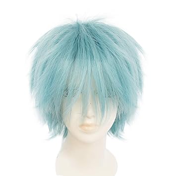 Amazon Com Joneting Light Blue Wigs For Boy Short Wavy Wigs Blue