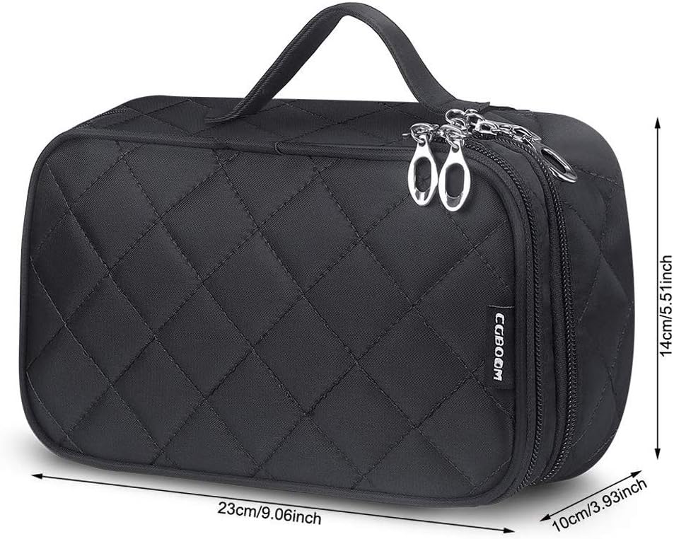 LKMY Makeup Bag Organiser for Women Professional Multi-Functional 2-Layer,Travel Cosmetic Bag Waterproof with Brush Compartment Mirror - Image 3