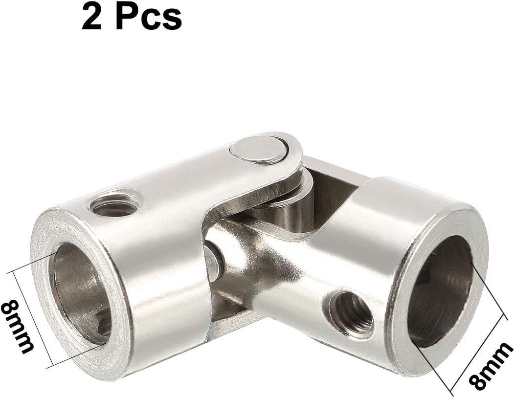 sourcing map 2pcs 8mm to 8mm Inner Dia Rotatable Universal Steering Shaft U Joint Coupler L35XD14, Silver, 8 to 8mm L35XD14 2pcs - Image 3