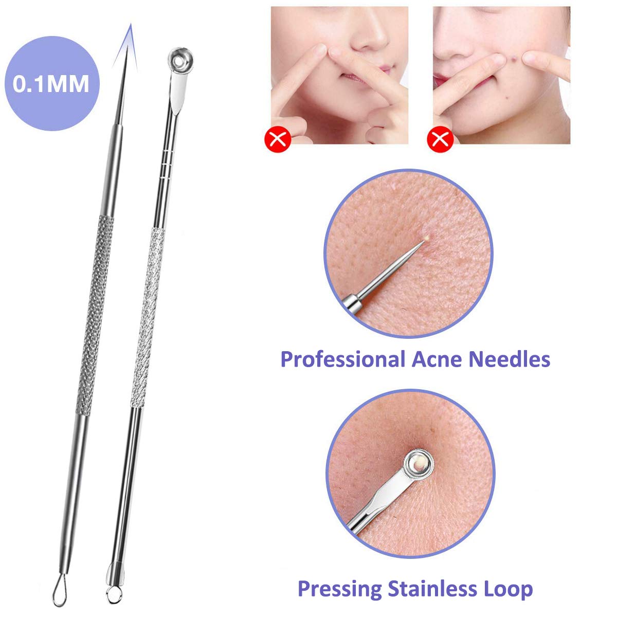 10 In 1 Eyebrow Scissors Grooming Suit Kits, Kalolary Eyebrow Scissors Trimmer Tweezers Eyelash Curler Mirror Acne Needle Extrusion Ring Ears Picker Nose Hair Trimmer Make Up Cosmetic Tool: Beauty