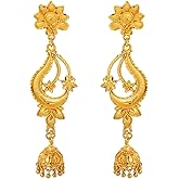 Efulgenz Gold Tone Indian Jewelry for Women Dubai Style Earring Set Indian Gold Tone Jhumki Dangle Drop Earrings Indian Bridal Jewelry for Wedding Bollywood Fashion Jewelry