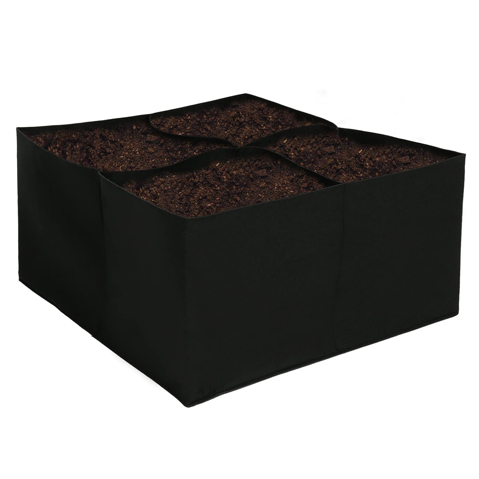 Seika Divided Raised Vegetable Bed Raised Garden Planter, 4 Divided Grids Durable Square Planting Grow Pot for Carrot Onion Herb Flower Vegetable Plants