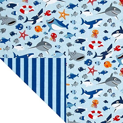Kiddokins Cotton Cloth Napkin for Kids Luchbox: Sharks and Sea Life Double Sided Napkin