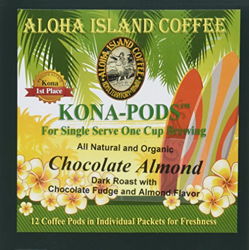Senseo Pods From Our Chefs Tasting Collection of Kona Hawaiian Coffee Pods, Chocolate Almond Flavor, 12 Pods, Reusable Pod Adapter is Available for Eco-Friendly K-cup Brewing Systems