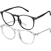 FEIYOLD Blue Light Blocking Glasses Women/Men,Retro Round Anti Eyestrain Computer Gaming Glasses(2Pack)