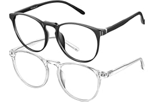 FEIYOLD Blue Light Blocking Glasses Women/Men,Retro Round Anti Eyestrain Computer Gaming Glasses(2Pack)