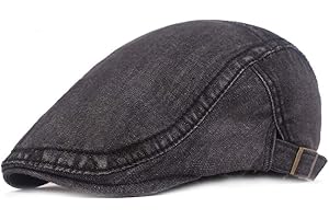 Quanhaigou Unisex Denim Newsboy Hats Flat Ivy Gatsby Cabbie Driving Berets Hat Cotton Dad Cap for Men Women