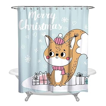 Amazon Com Zomhome Merry Christmas Squirrel Bathroom Shower