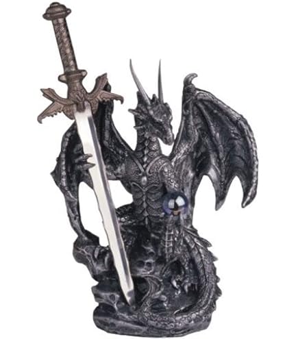 PW160719 FIGURINE DRAGON NOIR AVEC OEIL GOTHIQUE HEROIC FANTASY