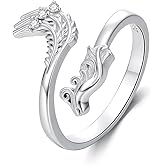 LEECCI Phoenix Ring 925 Sterling Silver Adjustable Ring Phoenix Jewelry for Women