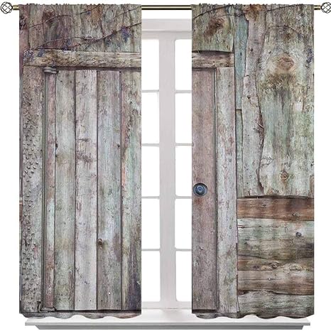 black out curtains, Old Rustic Barn Door Cottage Country Cabin Theme