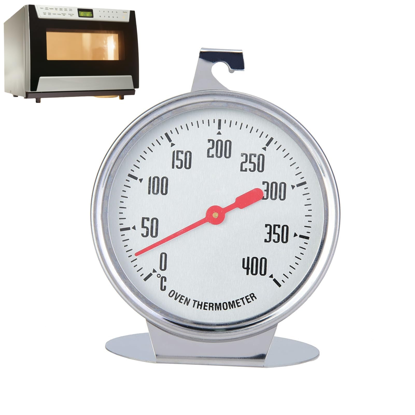 0~400? Oven Thermometer, Stainless Steel Dial Oven Thermometer Kitchen Pizza Oven Thermometer, 9 x 7 cm