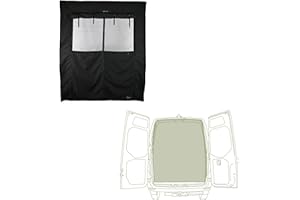 VanEssential Rear Door Half Bug Screen with Privacy Panel Designed for Mercedes-Benz Sprinter Van High Roof Van Years 2007- Current (Models:VS30 & NCV3)