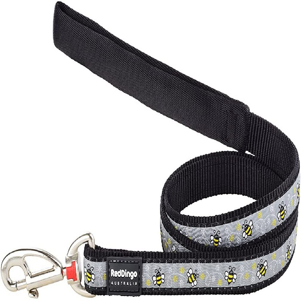 Red Dingo Padded Handle Dog Lead 1.2m Design, Bumble Bee Black, Small 15mm