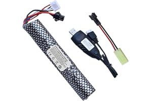 HamnaKhu 2000mAh Airsoft Lipo 11.1V Gel Ball Blaster Rechargeable Battery with SM2P Plug USB Charger,Compatible with Airsoft Gel Water Bead Blaster(1-Pack)