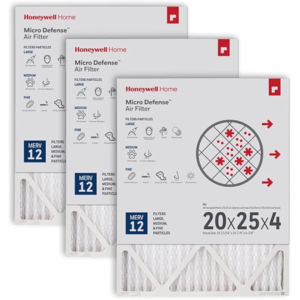 Amazon.com: Honeywell Home 20x25x4 MERV 8, AC Furnace Air Filter, 3 PACK  (CF100A1025-3PKAM) (Actual Dimensions: 19.94 x 24.87 x 4.38 in.) :  Everything Else