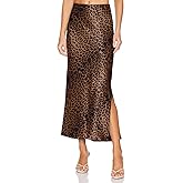 Skrtimory Womens Satin Silk Maxi Slit Skirt Elastic Waistband Maxi Long Satin Slit Skirts for Women