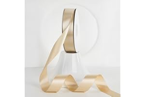 MEEDEE Champagne Ribbon 1 Inch Champagne Satin Ribbon Lux Satin Double Faced Satin Ribbon by 50 Yards Champagne Gold Wrapping Ribbon for Crafts, Satin Wedding, Flower Bouquet, Holiday Decorating