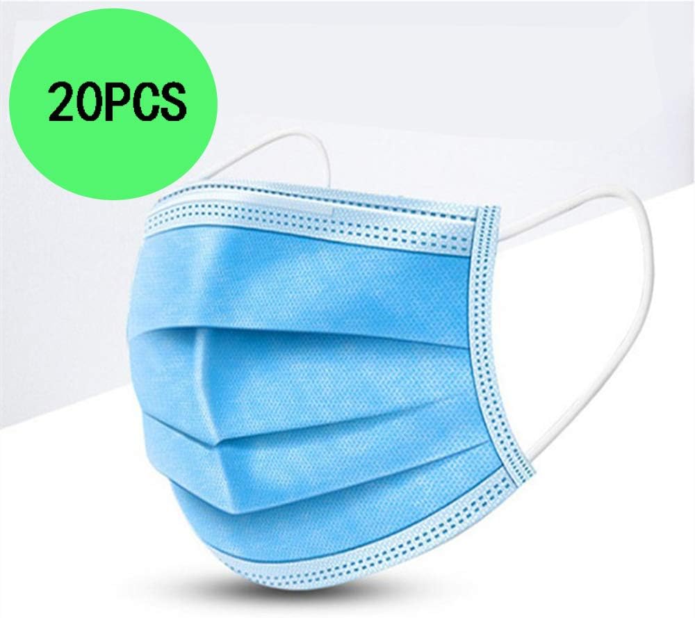 Disposable 3-Layer Masks 20 PC Disposable Medical Sanitary Face Masks Hypoallergenic Cotton Filter Mask for Daily Use (Blue)