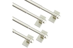 CGBAIEE Multi functional hanging pole，Magnetic Curtain Rods for Metal Doors，No tools required,Multi-Use Adjustable Appliance for Windows Iron Steel Places，09-16 Inch，4 Pack,Nickel