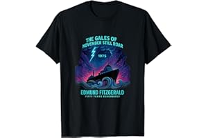 HTUANBAQ Edmund Fitzgerald 50 Years Remembered Great Lakes Tribute T-Shirt