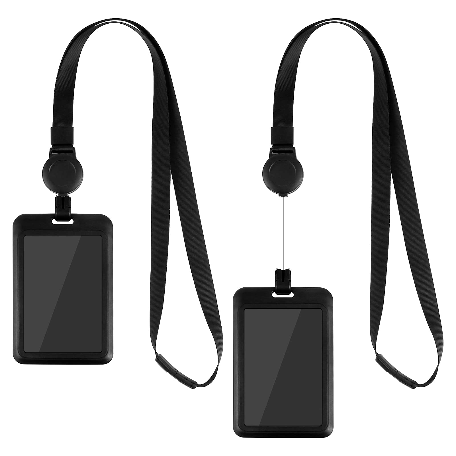 cluis 2 Pack Lanyard with Card Holder,ID Card Holder Vertical Retractable Badge Holders Heavy Duty Lanyard Card Holders Set for Office School Business Identity Card Pass Badge