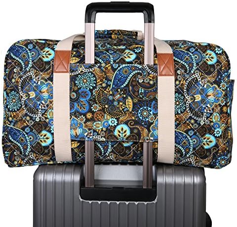 Malirona Canvas Weekender Bag Travel Duffel Bag for Weekend Overnight Trip (Black Flower) 7 Malirona Canvas Weekender Bag Travel Duffel Bag for Weekend Overnight Trip (Black Flower)